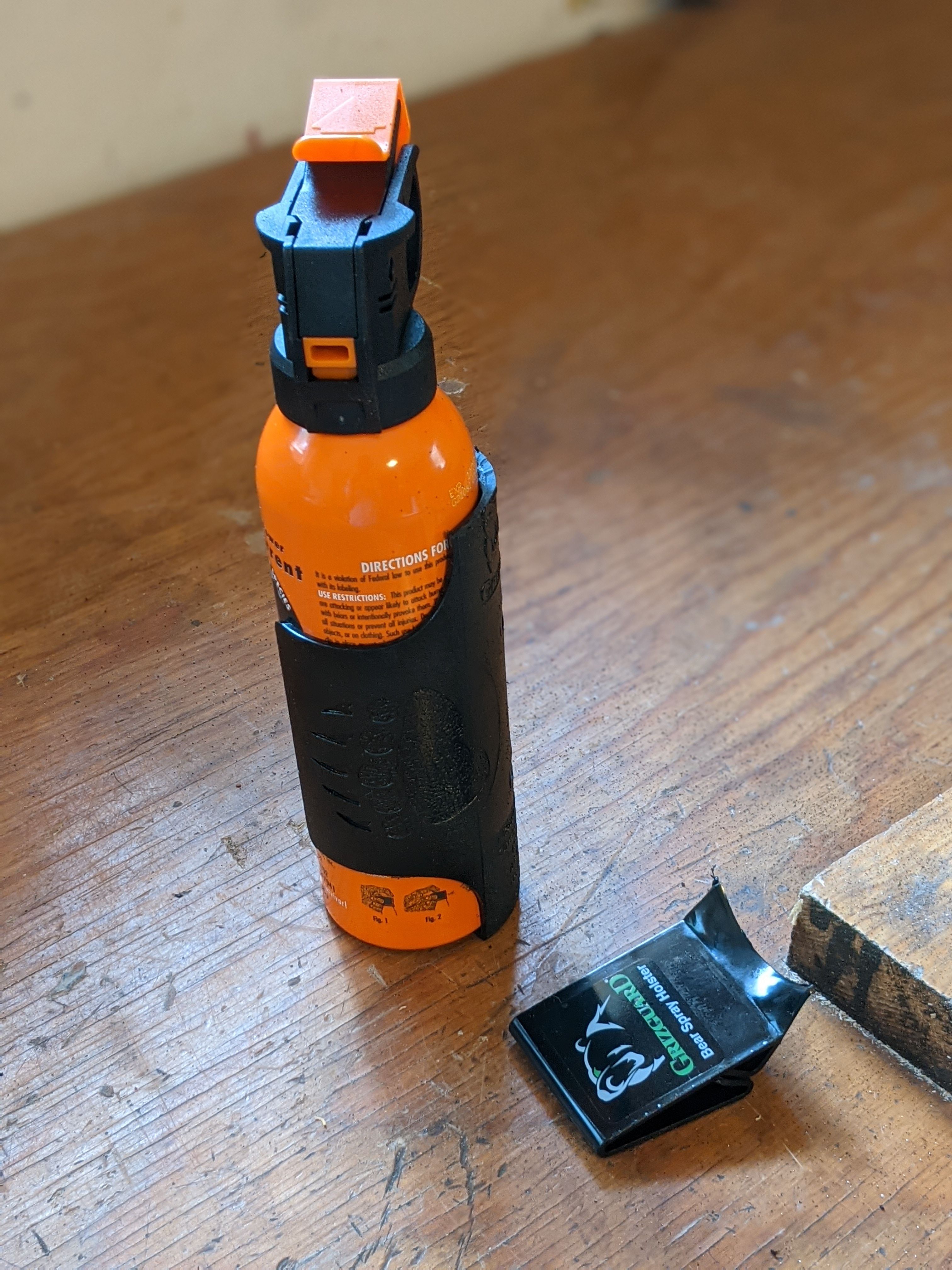 Bear spray without belt attachment