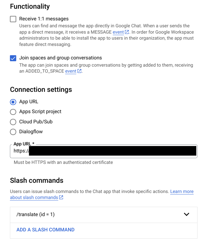 Chat App config interactivity