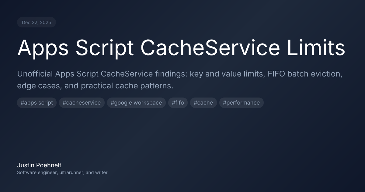 Apps Script CacheService: Unofficial Documentation and Limits