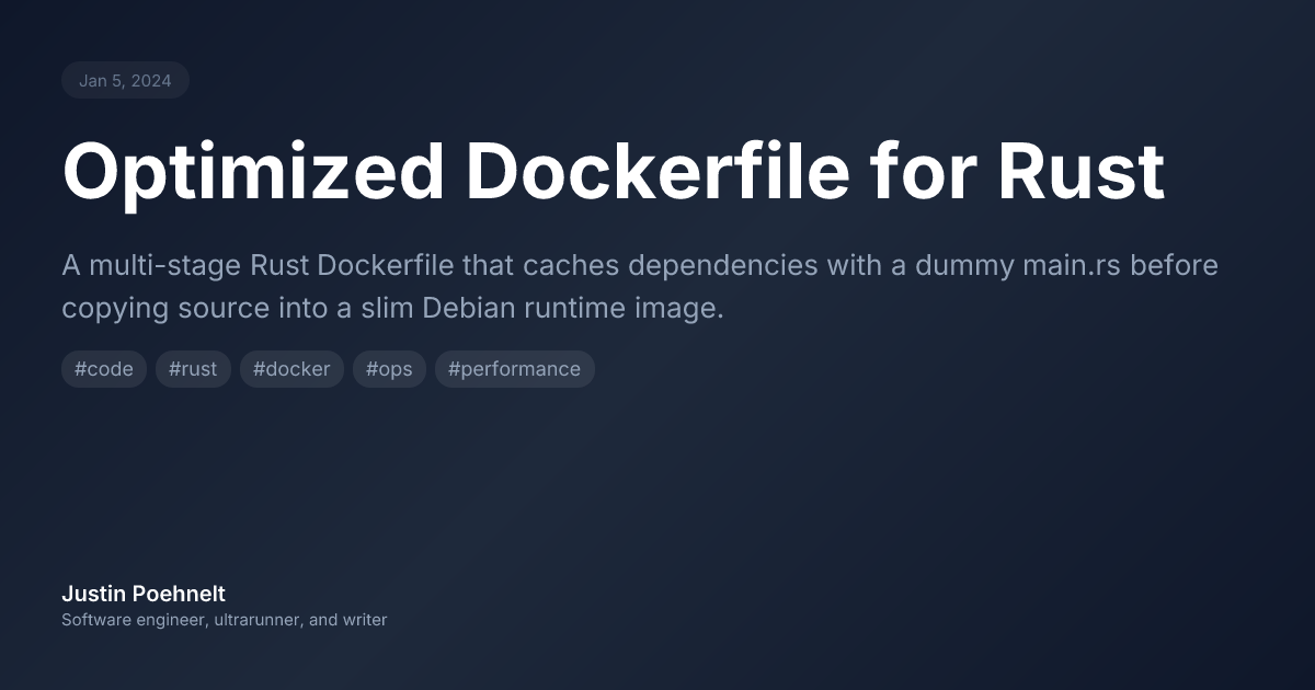 Rust Docker Container Optimized Dockerfile for Rust